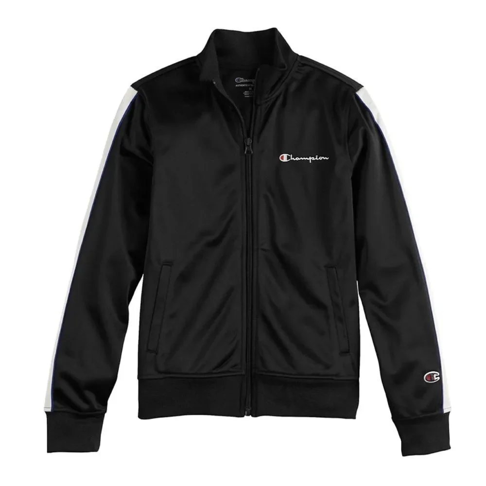 Champion Boys Full Zip Long Sleeve Mock Neck Tricot Track Taped Jacket Small